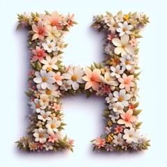 Flowers letter H. AI generated illustration