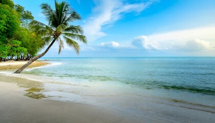 Fototapeta na wymiar Playa tropical. Paisaje ideal junto a mar y palmeras