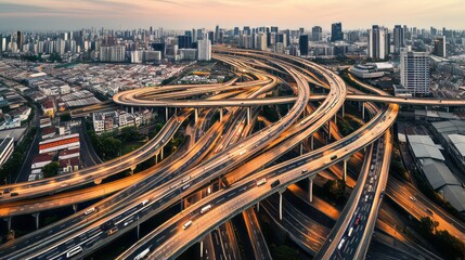 Fototapeta na wymiar Urbanization and transportation with a focus on roads and highways