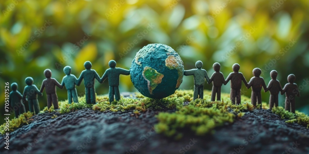 Wall mural a background image portraying professional networking group of people who care about the earth and o