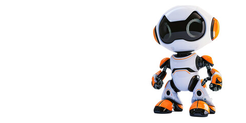 endearing robotic character in a joyful pose, set against a clean