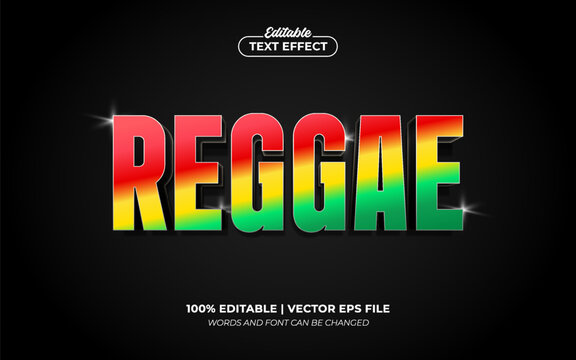 Reggae Gradient 3D Shiny Editable Text Effect Template Style Premium Vector