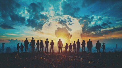 a background image portraying professional networking group of people who care about the earth and other people, who want to make a difference