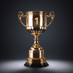 Fototapeta na wymiar First place gold trophy cup isolated on free PNG