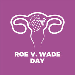 Roe v. Wade Day poster vector illustration. Human uterus with the inscription freedom icon vector. Ovaries symbol isolated on a purple background. Pro-choice design element. January 22. Important day