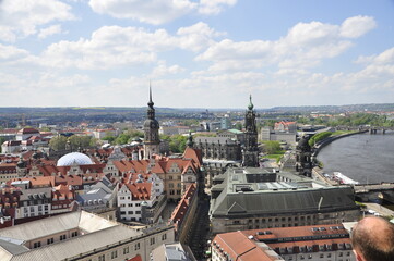 Drezno, Saksonia, Niemcy, stare miasto, katedra, pałac Zwinger, widok, zabytkowe budynki, panorama, architektura - obrazy, fototapety, plakaty