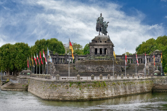 German Corner With The Equestrian Statue Of William I, First German Emperor, Coblenz, Rhineland Palatinate, Germany