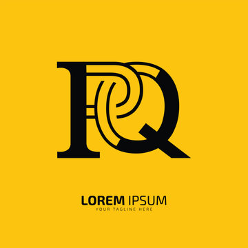 Alphabet letter P Q, logo icon vector PQ or QP minimal and negative space minimal logo