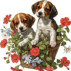 puppies in a basket