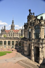 Drezno, Saksonia, Niemcy, stare miasto, katedra, pałac Zwinger, widok, zabytkowe budynki, panorama, architektura - obrazy, fototapety, plakaty