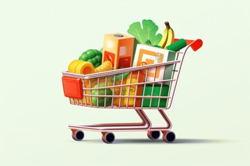 Product package boxes and shopping bag in cart shopping and delivery concept