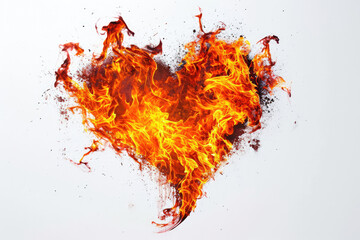 Heart Of Fire On White Background