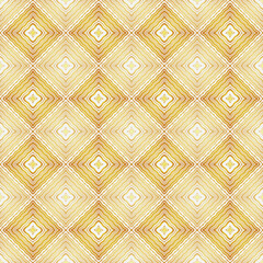 Obraz premium Golden gradient diagonal seamless pattern with rhombuses made of wavy ines. Vector image