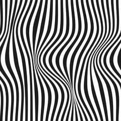 Fototapeta premium Op art wave seamless pattern. Stripe lines monochrome waves optical illusion distorted pattern.