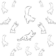 Cats on the move. Seamless pattern.animals, pet illustrations.