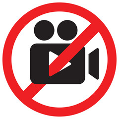 No photography, video recording, Audio Recording, Live Media and sightseeing symbol. prohibition icon. Video, photo, phone, audio, sightseeing prohibited logo pictogram. Vector illustration. Isolated.
