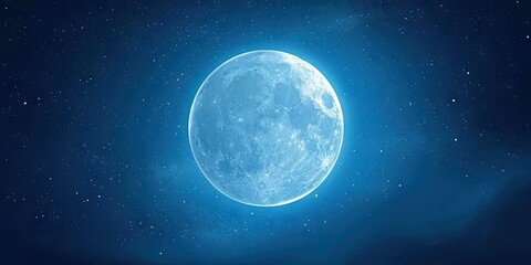 Moonlit Stunning view of night sky featuring luminous full moon glowing stars and space elements eliciting sense of astronomical wonder
