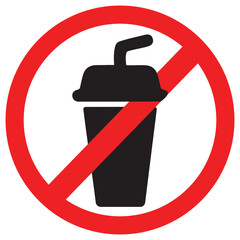No food and drink allowed symbol, isolated on white background. Prohibition sign. Icon, sign, logo and symbol. Vector .eps illustration. Caution sign.