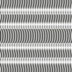 Op art wave seamless pattern. Stripe lines monochrome waves optical illusion distorted pattern.