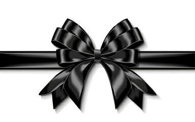 black ribbon bow isolated on white