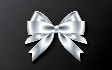white ribbon bow isolated on a black background
