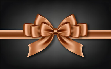 brown ribbon bow isolated on black background