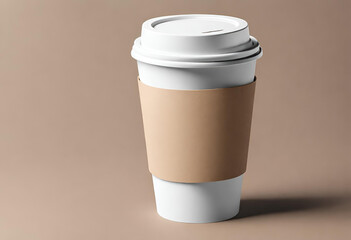 cup of coffee on wooden table, Paper coffee cup mockup with blank space and isolated background