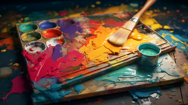 Colorful Palette: A Painter's Array of Hues and Pigments Ready to Bring Canvases to Life