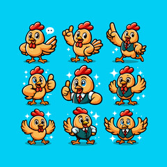 cartoon chicken collection vector illustration