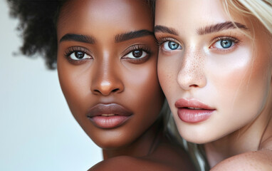 Fototapeta premium Portrait of diverse group of beautiful women with different skin types