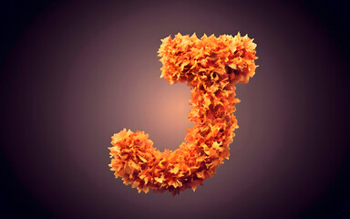 3d j letter with flowers