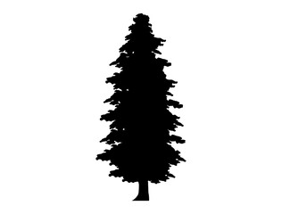 Pine Tree silhouette vector art white background