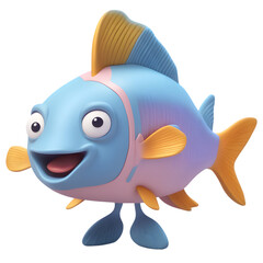 Fish Cartoon Character Illustration Art With a Transparent Background Generative AI.