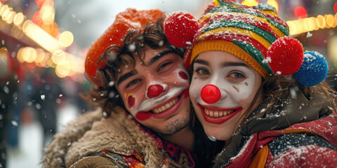 Paar feiert Karneval