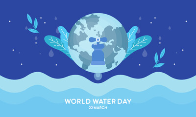 Fototapeta na wymiar Happy World Water Day, flat design illustration. Save Water Concepts Vector