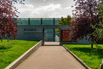 entrance to a modern building museum KUMU in Tallinn Estonia