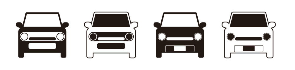 Frontal car icon set
