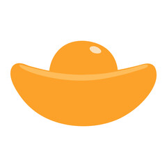 Chinese, Vietnamese New Year gold ingot yuanbao, sycee illustration. Hand drawn cartoon vector illustration. Flat style design. Tet, Seollal, CNY celebration symbol. Holiday card, banner element