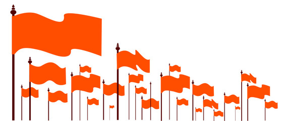 Orange bhagwa vector flag illustrations. many greens flags icon. - obrazy, fototapety, plakaty