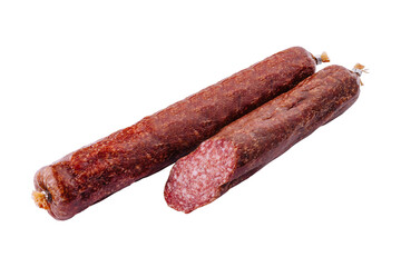 Italian salami sausage isolated on white background