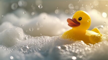 Yellow Rubber Duck Floating in Water