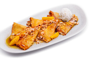 traditional authentic french crepes with ice cream