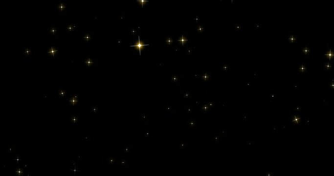 Shining golden star particle effect material background (transparent background) with alpha channel.