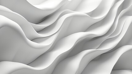 Fondo abstracto 3d con ondas en tonos blancos. Generado por IA. - obrazy, fototapety, plakaty
