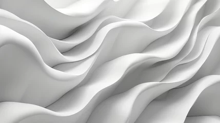 Deurstickers Fondo abstracto 3d con ondas en tonos blancos. Generado por IA. © Cris.lo Studio
