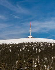 Obraz premium Praded hill in winter Jeseniky mountains in Czech republic