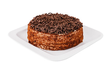 Chocolate cake isolated on white background