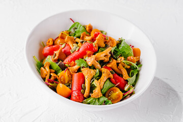 Tasty salad vegan dish top view