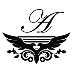 Floral botanical alphabet. A Letter with plants and flowers	
