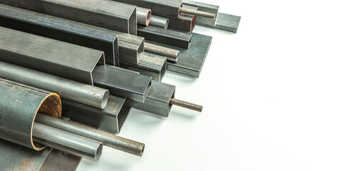  metal profiles pipes of different shapes and sizes